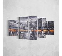 Homemania Tableau Eiffel Tours - 5 Pièces - Villes et Paysages - par Salon, Pièce - Multicouleur en Polyester, Bois, 100 X 3 X 60cm - HM205PKNV-277
