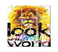 Homemania Tableau Feline - 3 Pieces - Citations - pour Salon, Chambre - Multicouleur en Polyester, Bois, 69 X 3 X 50cm