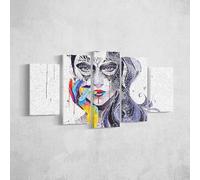 Homemania Tableau Femme - 5 Pieces - Portrait - pour Salon, Chambre - Multicouleur en Polyester, Bois, 100 X 3 X 60cm - HM205PKNV-41