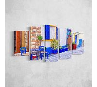 Homemania Tableau Fenêtre - 5 Pièces - Villes et Paysages - par Salon, Pièce - Multicouleur en Polyester, Bois, 100 X 3 X 60cm - HM205PKNV-260