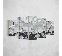 Homemania Tableau Fleurs - 5 Pièces - Nature - par Salon, Pièce - Multicouleur en Polyester, Bois, 100 X 3 X 60cm - HM205PKNV-9