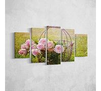Homemania Tableau Fleurs - 5 Pièces - Nature - par Salon, Pièce - Multicouleur en Polyester, Bois, 100 X 3 X 60cm - HM205PKNV-197