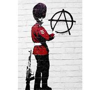 Homemania Tableau Inspirations des Auteurs Banksy Anarchie - Décoration Art Home - Mur - Imprimé, Numérique, Dessin - Cadre - Multicolore, Bois, Coton 50 X 70 X 3