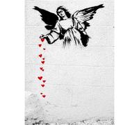 Homemania Tableau Inspirations des Auteurs Banksy Ange - Décoration Art Home - Mur - Imprimé, Numérique, Dessin - Cadre - Multicolore, Bois, Coton 50 X 70 X 3
