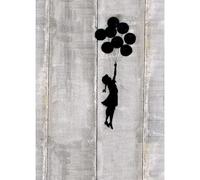 Homemania Tableau Inspirations des Auteurs Banksy Ballons - Décoration Art Home - Mur - Imprimé, Numérique, Dessin - Cadre - Multicolore, Bois, Coton 50 X 70 X 3