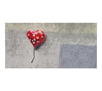 Homemania Tableau Inspirations des Auteurs Banksy Coeur - Décoration Art Home - Mur - Imprimé, Numérique, Dessin - Cadre - Multicolore, Bois, Coton 120 X 60 X 3