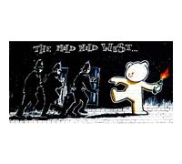 Homemania Tableau Inspirations des Auteurs Banksy Ours - Décoration Art Home - Mur - Imprimé, Numérique, Dessin - Cadre - Multicolore, Bois, Coton 120 X 60 X 3