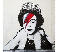 Homemania Tableau Inspirations des Auteurs Banksy Reine Élisabeth - Décoration Art Home - Mur - Imprimé, Numérique, Dessin - Cadre - Multicolore, Bois, Coton 60 X 60 X 3