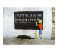 Homemania Tableau Inspirations des Auteurs Banksy Tableau Noir - Décoration Art Home - Mur - Imprimé, Numérique, Dessin - Cadre - Multicolore, Bois, Coton 100 X 70 X 3