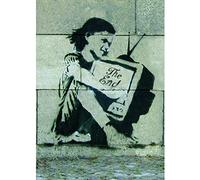 Homemania Tableau Inspirations des Auteurs Banksy Tv - Décoration Art Home - Mur - Imprimé, Numérique, Dessin - Cadre - Multicolore, Bois, Coton 50 X 70 X 3