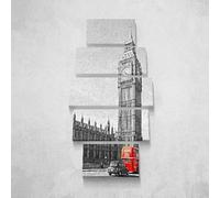 Homemania Tableau Londres - 5 Pièces - Villes et Paysages - par Salon, Pièce - Multicouleur en Polyester, Bois, 100 X 3 X 60cm - HM205PKNV-70