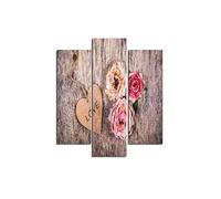Homemania Tableau Nature - 3 Pieces - Valentine'S Day - from Living Room, Room - Multicouleur en MDF, 57 X 0,3 X 60cm - HM203MDF221