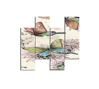 Homemania Tableau Papillons - 4 Pièces - Animaux - du Salon, de la Chambre - Multicouleur en MDF, 76 X 0,3 X 50cm - HM204PMDF38