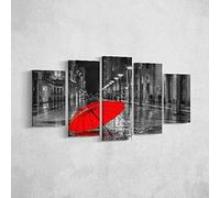 Homemania Tableau Parapluie - 5 Pièces - Villes et Paysages - par Salon, Pièce - Multicouleur en Polyester, Bois, 100 X 3 X 60cm