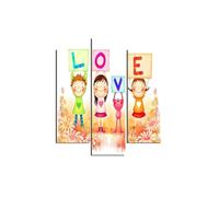 Homemania Tableau Phrases - 3 Pieces - Valentine'S Day - from Living Room, Room - Multicouleur en MDF, 57 X 0,3 X 60cm - HM203MDF254