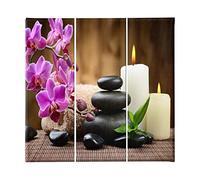 Homemania Tableau Stones - 3 Pieces - Zen - from Living Room, Room - Multicouleur en Polyester, Bois, 69 X 3 X 50cm