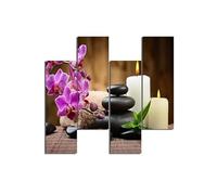 Homemania Tableau Stones - 4 Pieces - Zen - from Living Room, Room - Multicouleur en MDF, 76 X 0,3 X 50cm