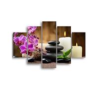 Homemania Tableau Stones - 5 Pièces - Zen - pour le Salon, la Chambre - Multicouleur en MDF, 95 X 0,3 X 60cm