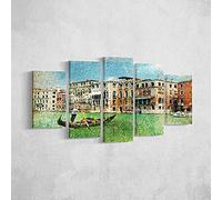 Homemania Tableau Venise - 5 Pièces - Villes et Paysages - par Salon, Pièce - Multicouleur en Polyester, Bois, 100 X 3 X 60cm - HM205PKNV-167
