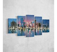 Homemania Tableau Ville - 5 Pièces - Villes et Paysages - par Salon, Pièce - Multicouleur en Polyester, Bois, 100 X 3 X 60cm - HM205PKNV-125