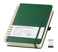 HOMEMARS Cahier A5,Cahier Spirale a5,Blanche,Sketchbook,Carnet de notes,Bloc Note,Carnet Spirale,300 Pages, 100 g/m², 14,8 x 21 cm, Vert, Couverture en cuir