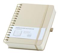 HOMEMARS Cahier A5,Cahier Spirale a5,Blanche,Sketchbook,Carnet de notes,Bloc Note,Carnet Spirale,300 Pages, 100 g/m², 14,8 x 21 cm, ivoire,Couverture en cuir