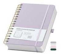 HOMEMARS Cahier A5,Cahier Spirale a5,Carnet de notes,Bloc Note,Carnet Spirale, Pointillé,Carnet Bullet Dotted Journal, 300 Pages, 100 g/m², 14,8 x 21 cm, Violet, Couverture en cuir