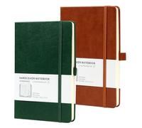 HOMEMARS Cahier A5, Carnet de notes DIN A5,Quadrillé, 200 pages, 100 g/m², 2 pièce,bloc note,carnet de voyage, Carnet de Notes Quadrillé A5, avec Porte-stylo, Marque-pages，Marron Vert