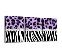 Homemissing 3 pièces Impression sur Toile Glam Gépard Zebra | Tableau Decoration Murale Crystal Border Imprimer Affiche Peintures Decoration Murale Peinture 30x40cmx3