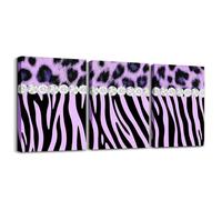 Homemissing 3 pièces Impression sur Toile Glitter Gépard Zebra | Tableau Decoration Murale Rhinestone Border Imprimer Affiche Peintures Decoration Murale Peinture 30x40cmx3