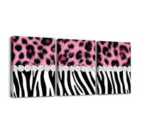 Homemissing 3 pièces Impression sur Toile Glitter Gépard Zebra | Tableau Decoration Murale Rhinestone Border Imprimer Decoration Murale Peinture Tableau Peinture Affiche 30x40cmx3