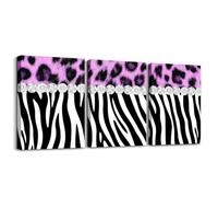Homemissing 3 pièces Impression sur Toile Glitter Gépard Zebra | Tableau Decoration Murale Rhinestone Border Imprimer Affiche Peintures Decoration Murale Peinture 30x40cmx3
