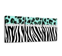 Homemissing 3 pièces Impression sur Toile Sparkle Gépard Zebra | Tableau Decoration Murale Diamond Border Imprimer Decoration Murale Peinture Tableau Peinture Affiche 30x40cmx3