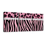 Homemissing 3 pièces Impression sur Toile Sparkle Gépard Zebra | Tableau Decoration Murale Diamond Border Imprimer Decoration Murale Peinture Tableau Peinture Affiche 30x40cmx3