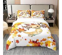 Homemissing Axolotl Housse de Couette 220x240cm 100% Coton Salamandre Feuille d'érable Parure de Lit pour Filles Feuilles botaniques Literie Set Coupe Sealife Ensemble de Literie Ensemble de lit