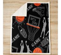 Homemissing Basketball Pattern Couverture Sports Couverture 75x100cm 3D Ball Games Peluche Couverture pour Lit Canapé Décoration Sherpa Couverture Enfants Garçons Filles