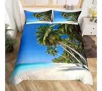Homemissing Beach Parure de Lit 200x200cm Ocean Sea Sets de Housse de Couette Tropical Leaves Housse de Couette Room Decor Hawaiian Beach Literie Collection 3Pcs