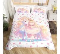 Homemissing Belle Ballet Fille Housse de Couette 140x200cm rêve Licorne Parure de Lit Mignon Cheval Animaux Ensemble de Literie Enfant Adolescent Chambre Fille Danse Literie Set, Zip