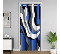 Homemissing Bleu Gris Blanc Rideau de Porte 106x203cm Géométrique Géométrie Rideau Occultant Rideaux pour Chambre Salon Stripe Rideaux Interieur Salon Chambre Moderne Art Rideaux Exterieur d'entrée