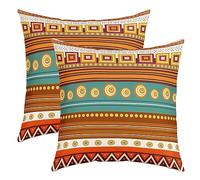 Homemissing Bohèmes Aztec Taies d'oreiller 60x60cm Western Décoration Lot De 2 Housses de Coussin Boho Tribu Géométrique Taie Oreiller Coloré Cowboy Cowgirl Sudouest Native Doux Housse Coussin