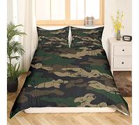 Homemissing Camo Housse de Couette Garçons Camouflage Parure de Lit 140x200cm pour Enfants Adolescents Ultra Doux Style Militaire Parure Housse de Couette Camo Imprimé Vert Décor de Chambre
