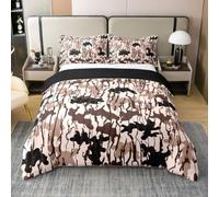 Homemissing Camouflage pour Kids Adults Housse de Couette 240x260cm Coton | ArméE Parure de lit Militaire Style Housse de couette douce Brun And Noir Avec 2 taies d'oreiller Pour enfants filles garçons