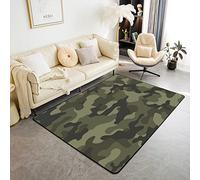 Homemissing Camouflage Tapis De Salon 100x150cm Camouflage Intérieur Tapis De Sol Salon Imprimé Chambre À Coucher Décoration Style Militaire Vert Accent Couleur