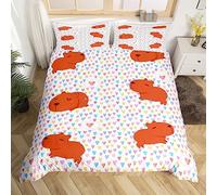 Homemissing Capybara Housse De Couette Capybara Parure De Lit 140x200cm Kawaii Animaux Sets Housse Couette pour Garçon Fille Mignon Parure Décor Respirable