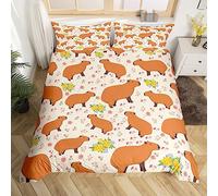 Homemissing Capybara Housse De Couette Floral Capybaras Parure De Lit 200x200cm Mignon Capybara Sets Housse Couette Kawaii Animaux Parure Vraiment Aimé Léger