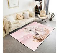 Homemissing Cheval Tapis de Salon 100x150cm | Chat Tapis Salon Amitié Tapis Chambre Exterieur Intérieur Étoile Lavable Facile d'entretien Cuisine Balcon Extérieur