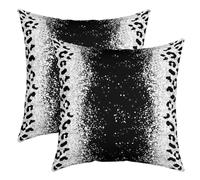 Homemissing Clignotant Argent Léopard Housse De Coussin Ombre Argent(Not Clignotant) Taie d'oreiller 55x55cm Noir Brillant Lot De 2 Taie Oreiller Scintillement Housse Coussin