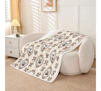 Homemissing Couverture 220x240cm Vintage Noeud Papillon Cerf Ours | Couverture Polaire Flanelle Microfibre Coquette Noeud Papillon Ours Plaid Jeté de Canapé Faune Sauvage Ferme Personnalisé