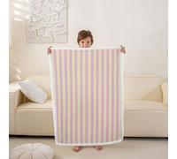 Homemissing Couverture 75x100cm Mignon Striped | Couverture Polaire Flanelle Microfibre Kawaii Rose Jaune Plaid Jeté de Canapé Striped Modèle Personnalisé Résumé Moderne