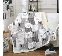Homemissing Couverture douillette et plaid pour enfants garçons filles dessin animé chat imprimé mignon motif animal couverture 75 x 100 cm couverture en microfibre douce pour chaise bureau chambre